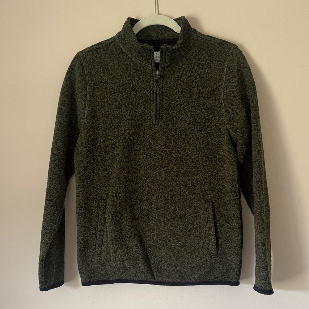 Class Club Olive Green Kids' Quarter-Zip Sweater
